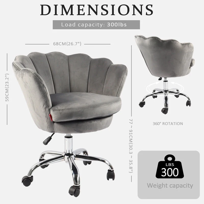 VANITII Accent Chair Swivel Vanity Chair Office Desk Chair With Wheels Modern Height Adjustable Pink/Grey/White