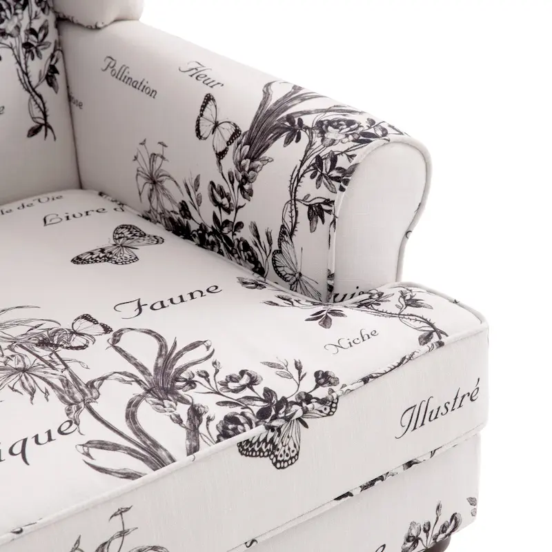 Accent Armchair with Turned Legs Set of 2 Blue/ Beige / Grey