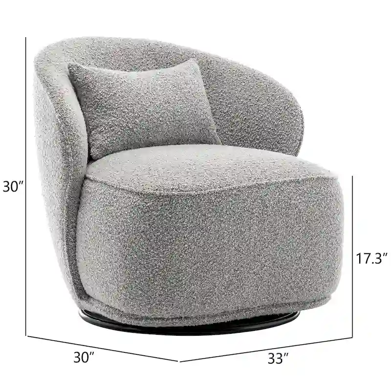KINWELL 33 Wide Sherpa Boucle Upholstered Swivel Accent Chair