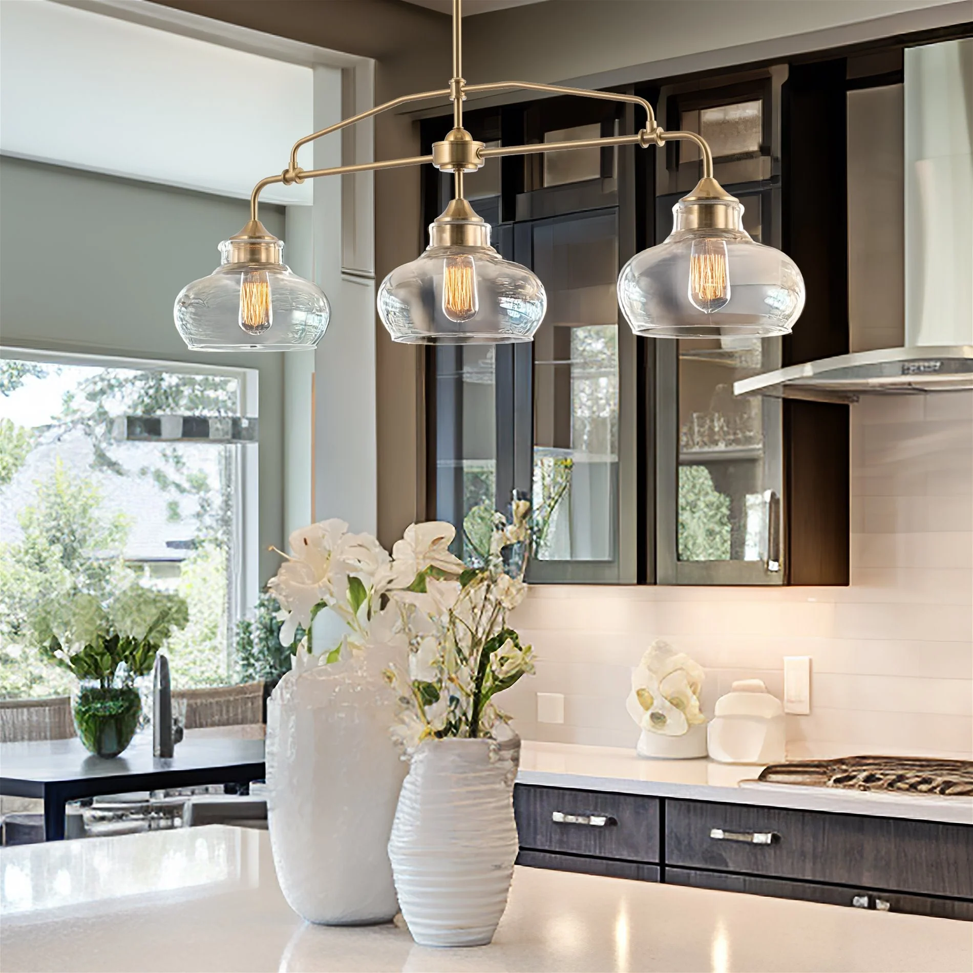 Harlow 38 Modern Industrial Farmhouse 3-Light Kitchen Island Light