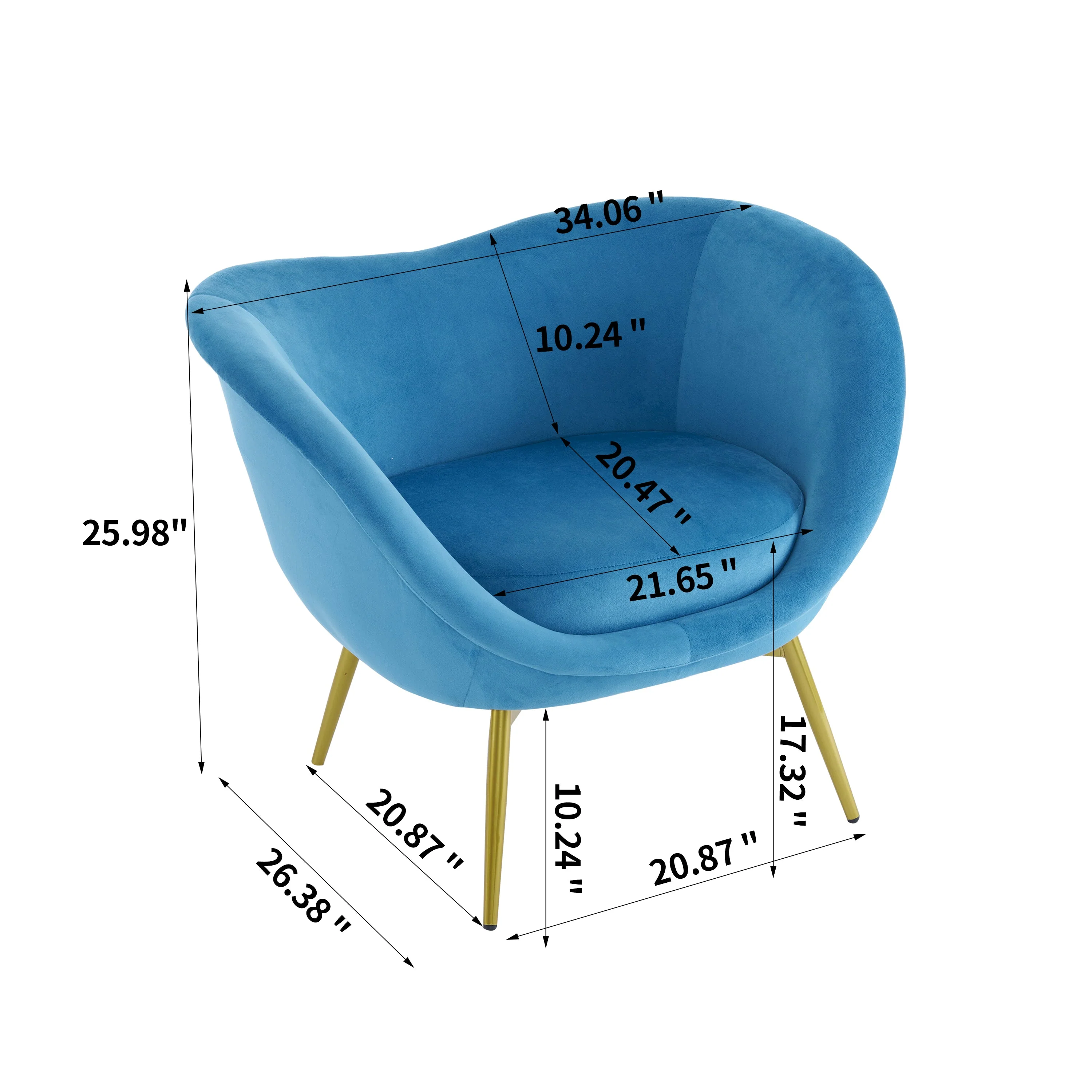 Modern Velvet Accent Chair with Gold Legs