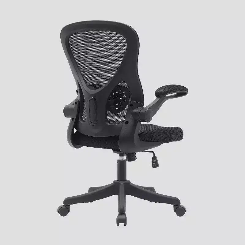 Techni Mobili Mesh Task Office Chair with Flip Up Arms Black - Techni Mobili: Ergonomic, Adjustable, Swivel, Nylon Frame