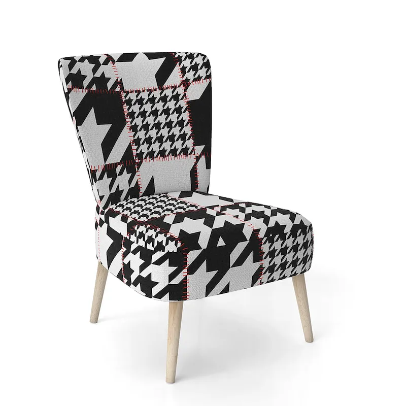 Designart Classic Houndstooth Pattern Upholstered Mid-Century Accent Chair - Arm Chair