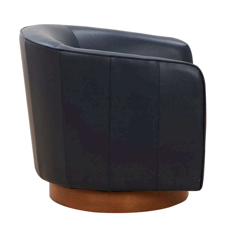Tito Top Grain Leather Wood Base Swivel Chair by Greyson Living