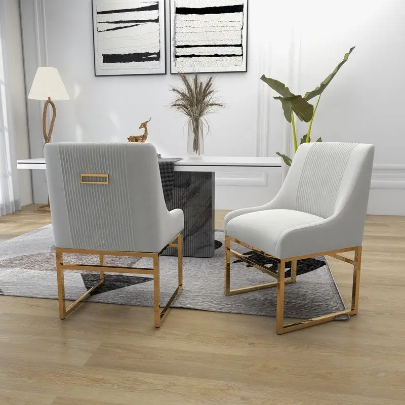 SEYNAR Contempoary Velvet Dining Chair with Metal Frame Legs, set of 8