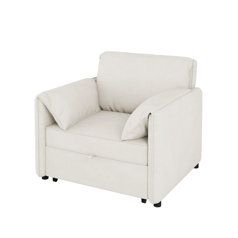Roomfitters Convertible Sofa Bed, 3 in 1 Sleeper Chair with Adjustable Backrest and Thick Cushions, Linen Frame