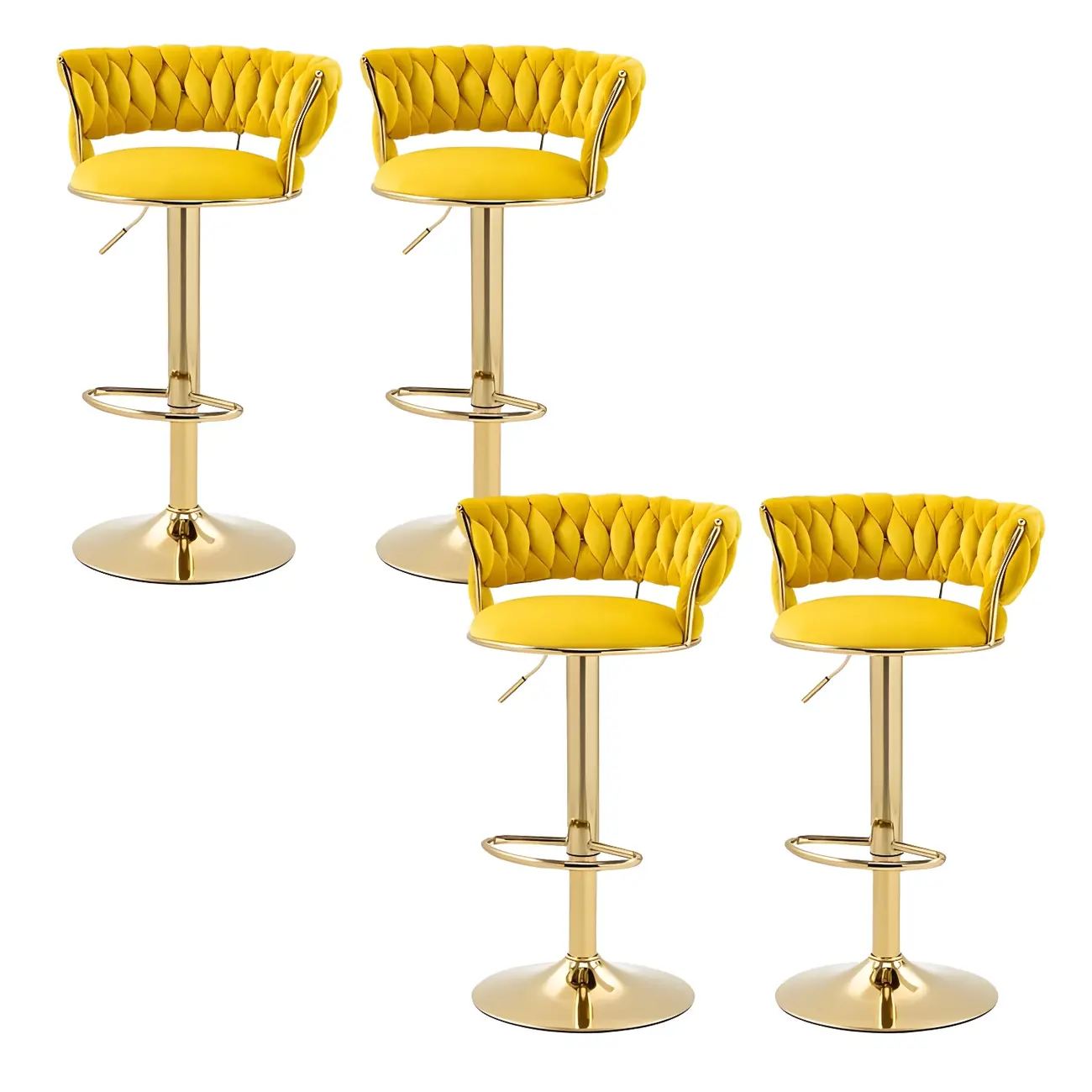 Gold Base Low Back Adjustable Swivel Bar Stool