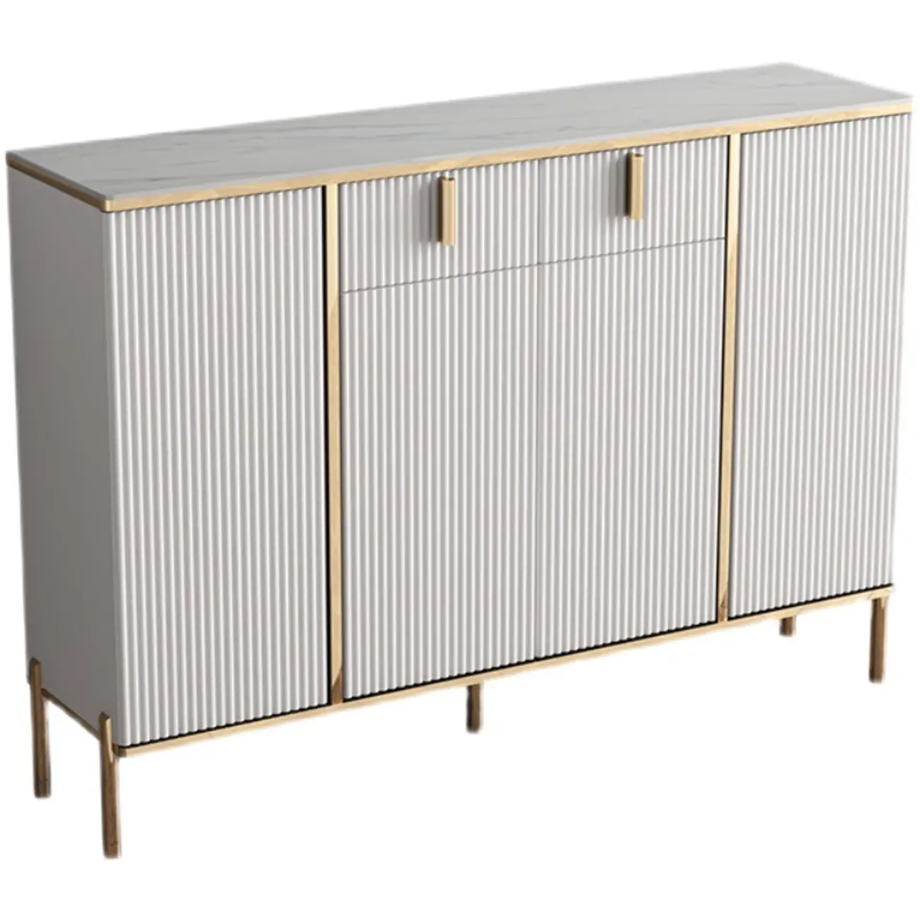 Glam Light Coffee Wood Entryway Shoe Cabinet