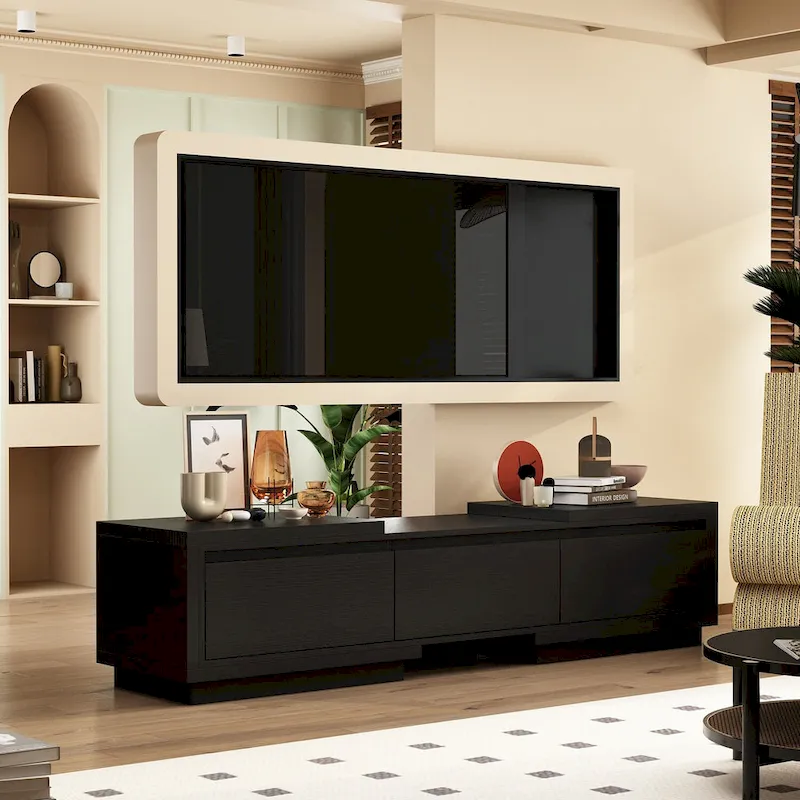 Entertainment Center Table Retracted Extendable TV Stand in Stretch