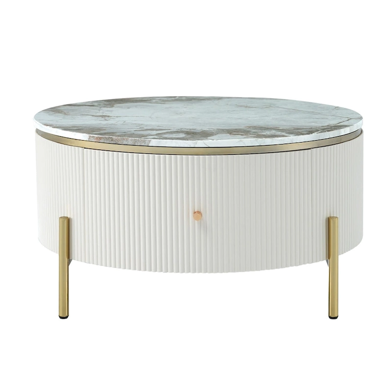 Merax Modern Round Coffee Table with 2 large Drawers