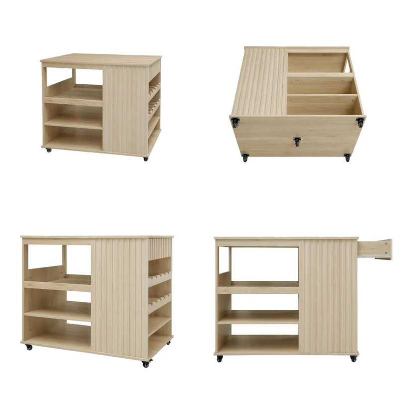 Rolling Kitchen Island with Drawer,Wine Rack,Lockable Casters