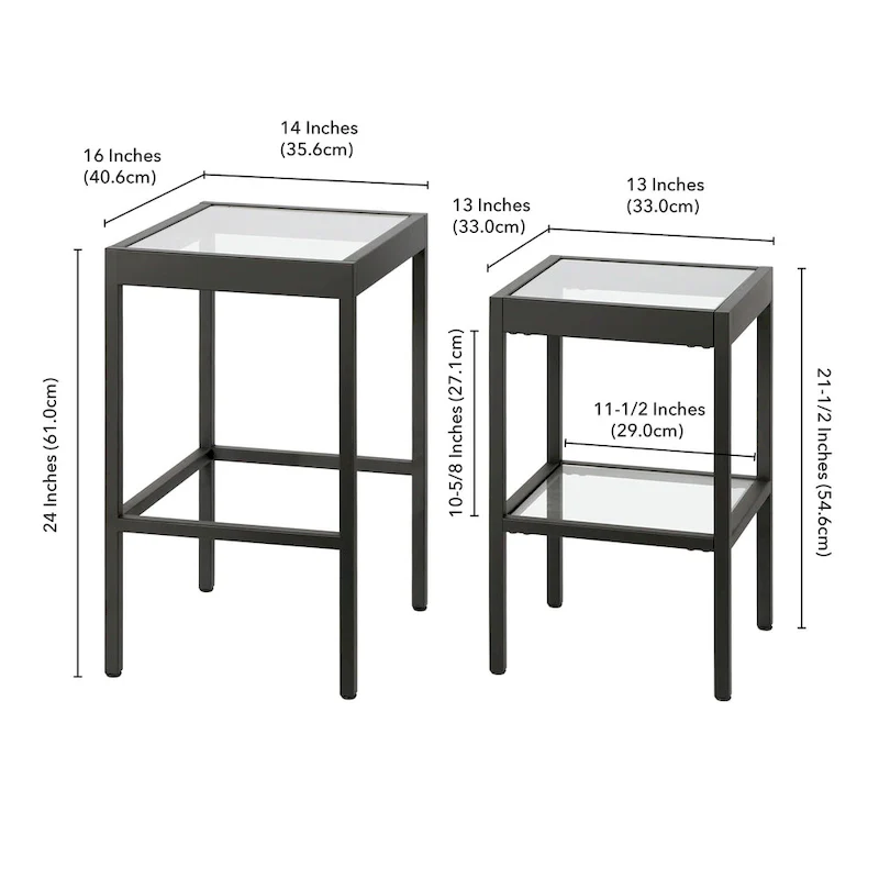 Alexis Metal/ Tempered Glass Nesting Tables