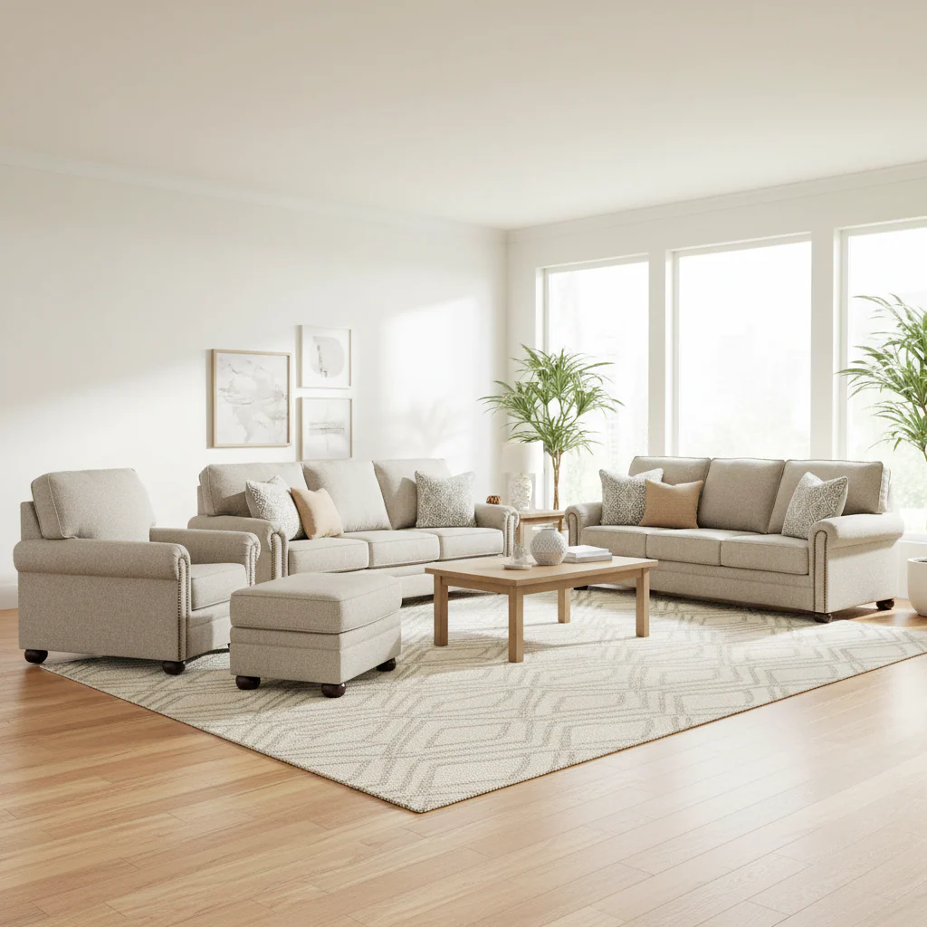 Beige 4-Piece Upholstery Package - 87W x 41D x 39H