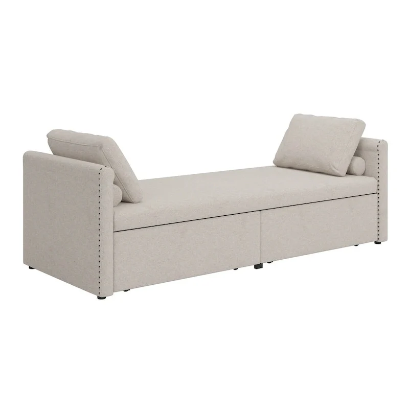 Modern Upholstered Chaise Lounger Daybed with Pillows Small Single Daybed