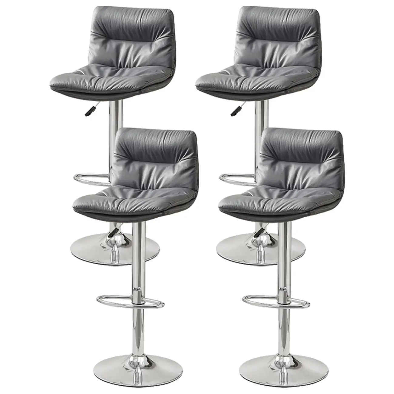 Modern Leather Saddle Swivel Adjustable Bar Stool