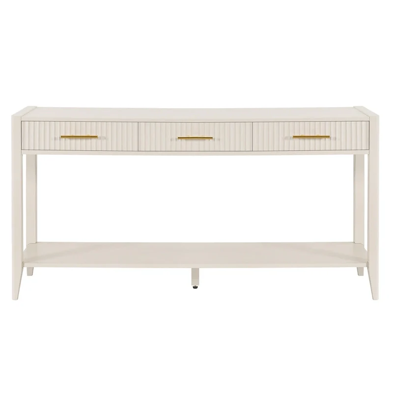High-Quality Entryway Console Table with Vertical Stripe Drawers, Long Legs