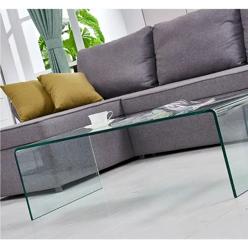 Glass Console Table, Transparent Tempered Glass Console Table