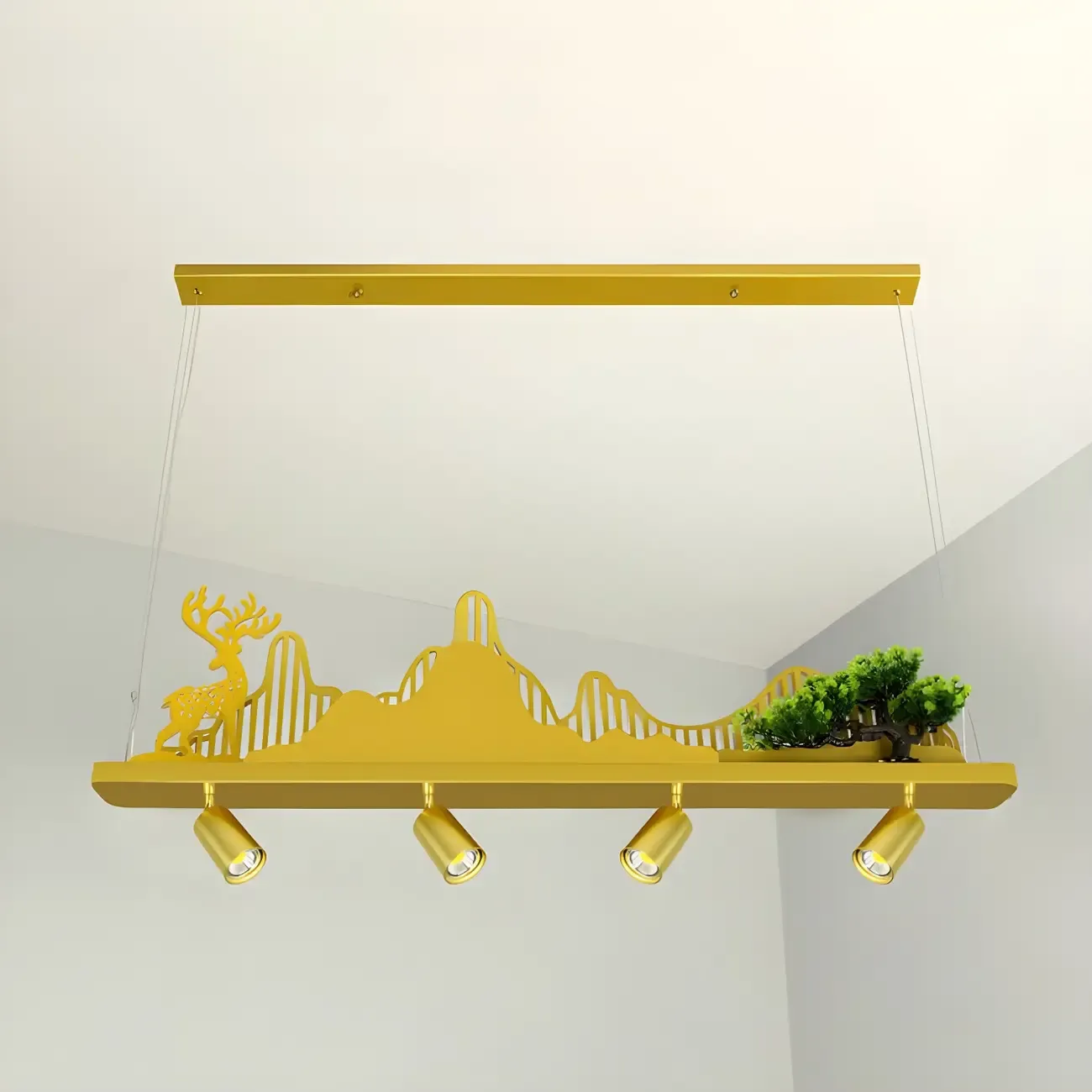 3/4-Light Modern Gold Metal Abstract Island Light