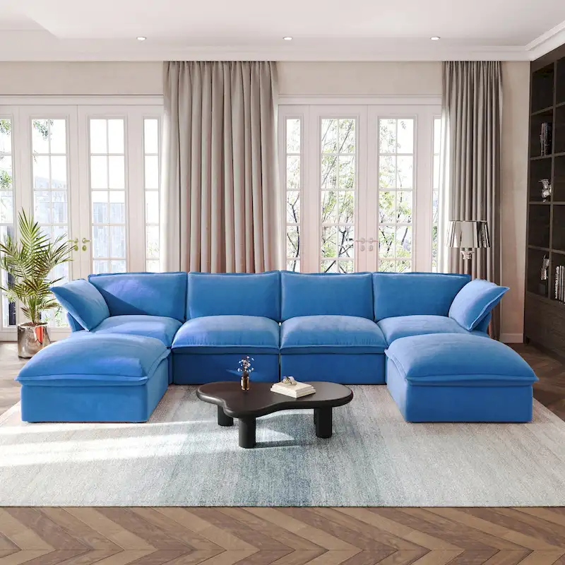 U Shape Couch Sectional for Living Room, Convertible Sectional Sofa, Modular Sectional Couch with Ottomans for Living Room