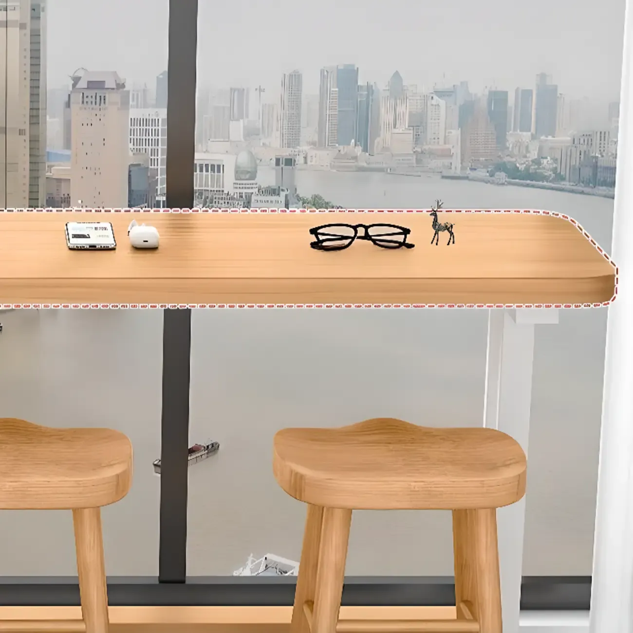 Modern Natural Wood Fixed Design Bar Tables