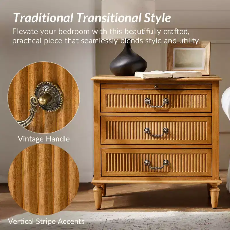 Herlinda 3-Drawer end table with Built-In Outlet Set of 2|ARTFUL LIVING DESIGNS