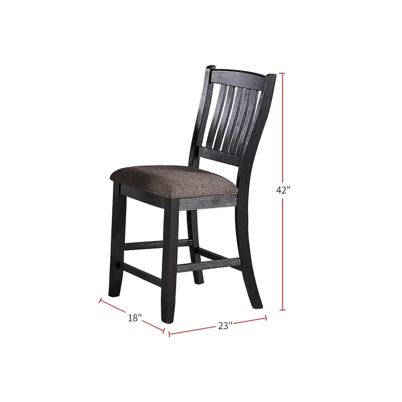 Dark Coffee Fabric Upholstered Side Chairs, Black(Set of 2)