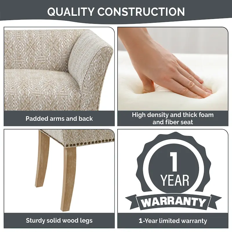 Madison Park Welburn 49.5 Upholstered Bench with Back & Wood Legs