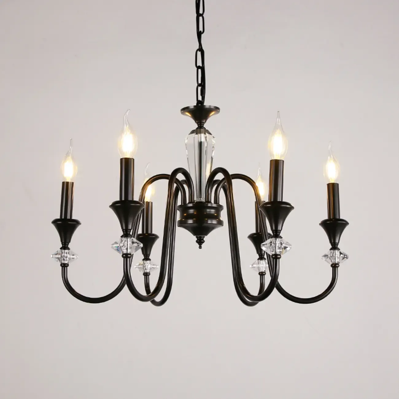 Industrial Black Glass Candelabra Chandelier in 3-10 Lights