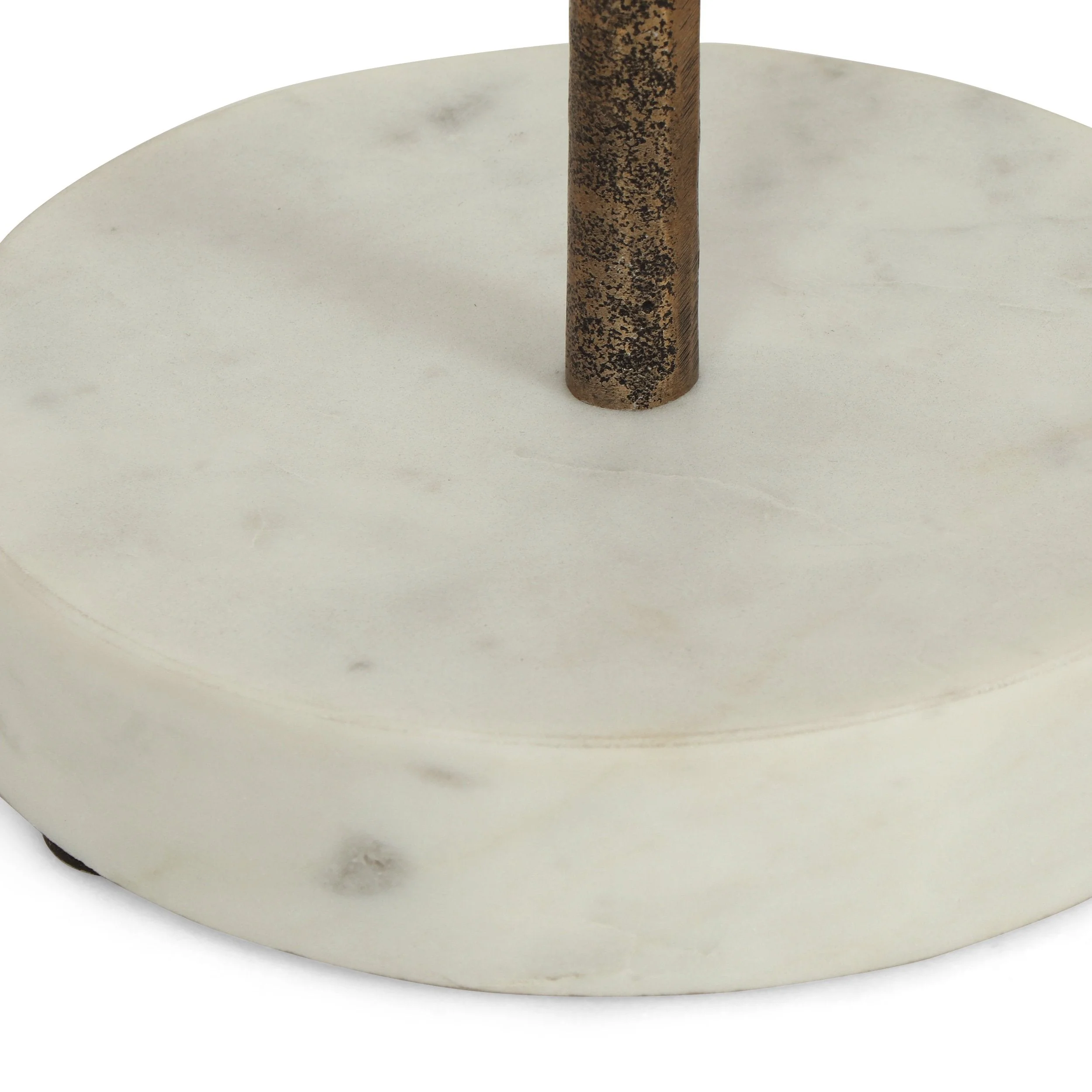 Handcrafted Aluminum Abstract Face Decor with Stand, Antique Brass and White - NH664413