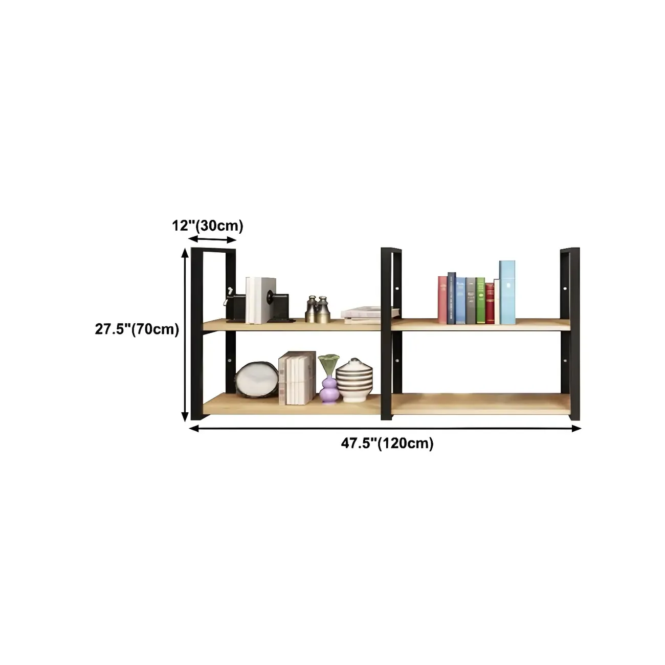 Industrial Wall-Mounted 3-Tier Wood Display Shelf