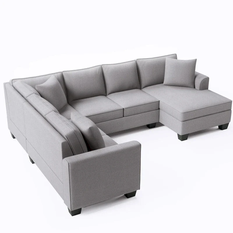 110*86 Sectional Sofa Upholstered Modern English Arm Classic U-shaped Sofa 3 Pillows Included