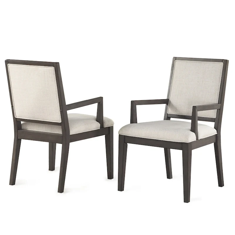 Newport Furnishings Modern Washed Grey Wood Arm Dining Chairs (Set of 2)
