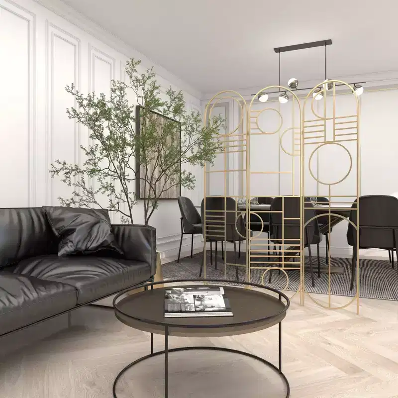 Modern Metal Room Divider Screen Gold - Olivia & May: Iron Frame, No Assembly, 3-Panel Design
