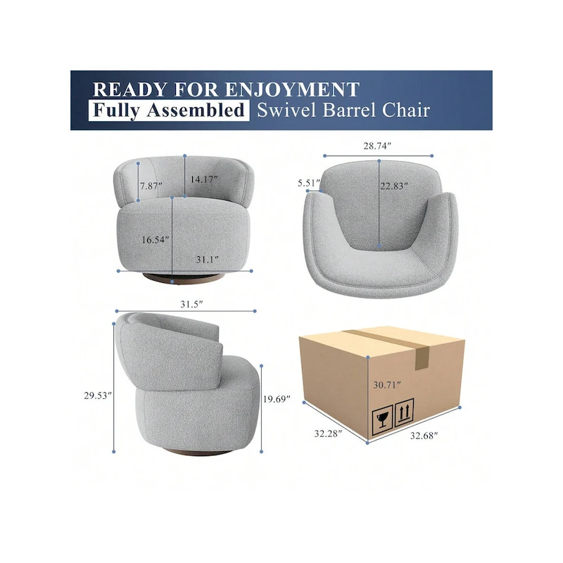 Fully Assembled Upholstered Swivel Barrel Chair