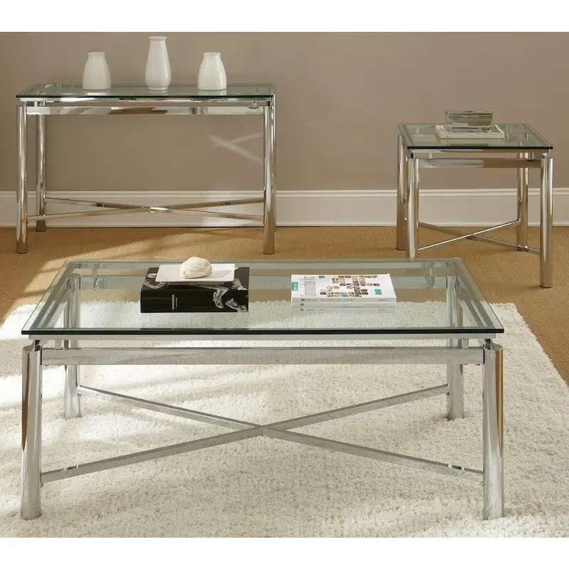 Steve Silver Jules Chrome and Glass End Table