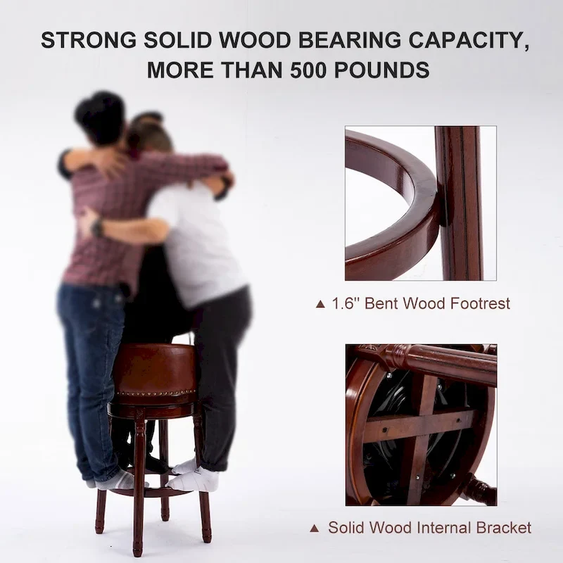 Cow top Leather Wooden Bar Stools