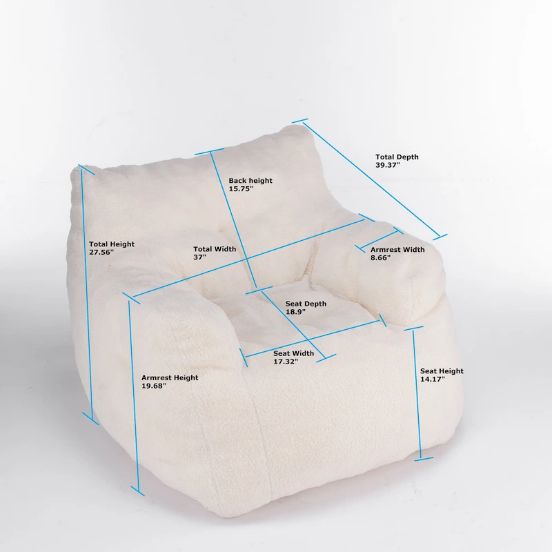 Soft Tufted foam bean bag chair with Teddy fabric