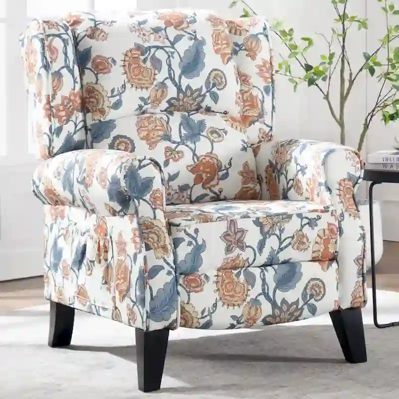 HOMYKA Polyested Upholstered Pushback Recliner Accent Chair Wingback Armchair