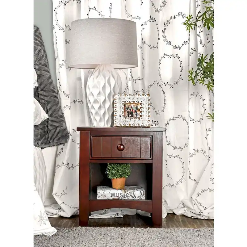 Ettrick Transitional Espresso Wood 1-Drawer Night Stand