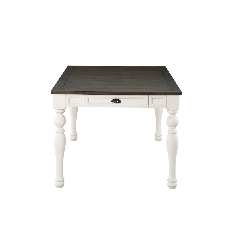Steve Silver Jillian Farmhouse Two-Tone 80-Inch Dining Table - Two Tone Soft White and Dark Oak