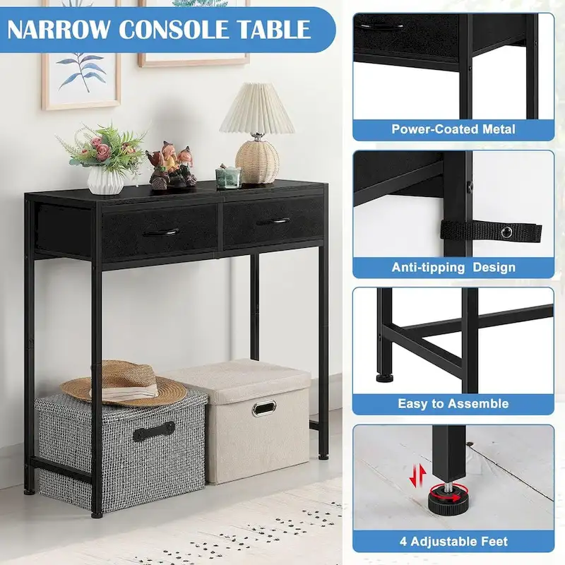 33.5 Modern Narrow Console Table with Drawers