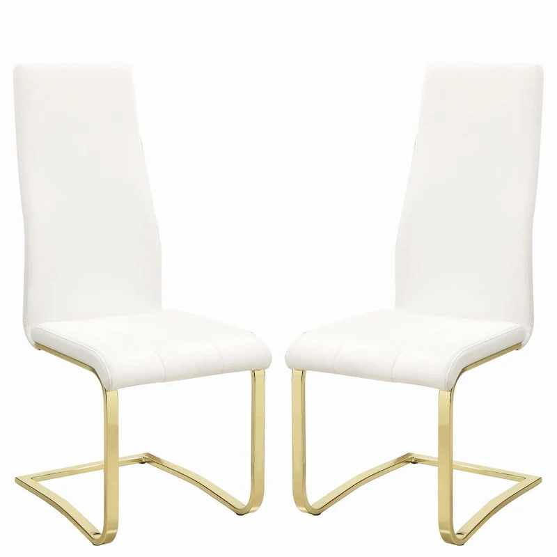 Modern 5-piece Glass Top Dining Set with Gold Metal Base