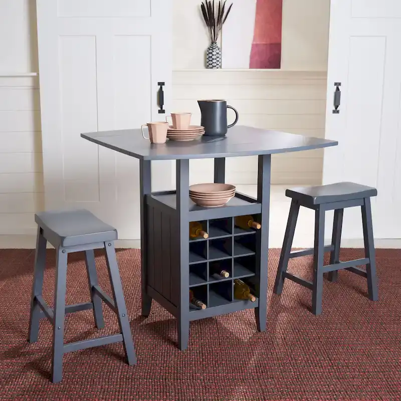 SAFAVIEH Mascha 3-Piece Set Drop Leaf Pub Table - 36  W x 36  L x 36  H - 36Wx36Dx36H