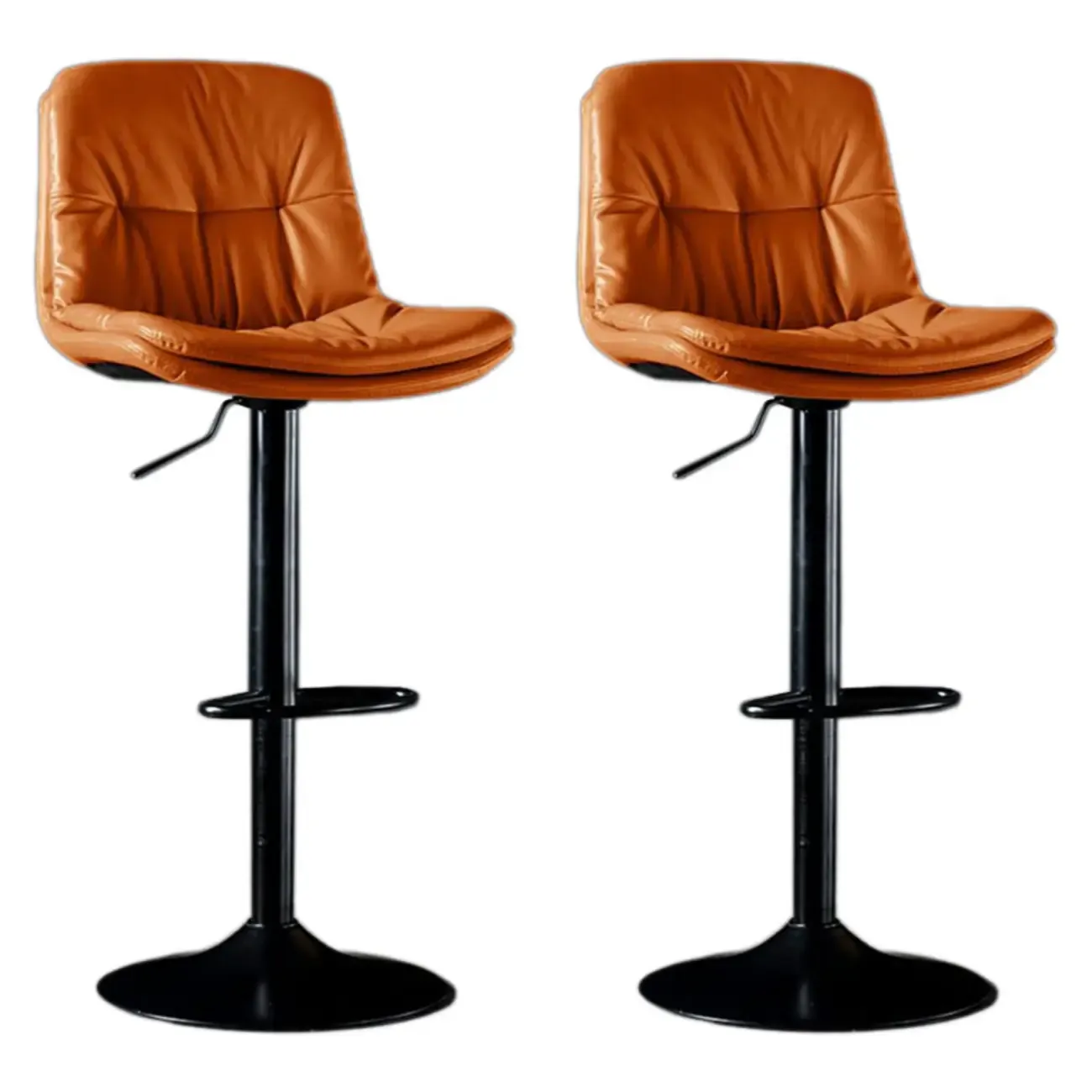 Adjustable Leather Low Back Swivel Bar Stool