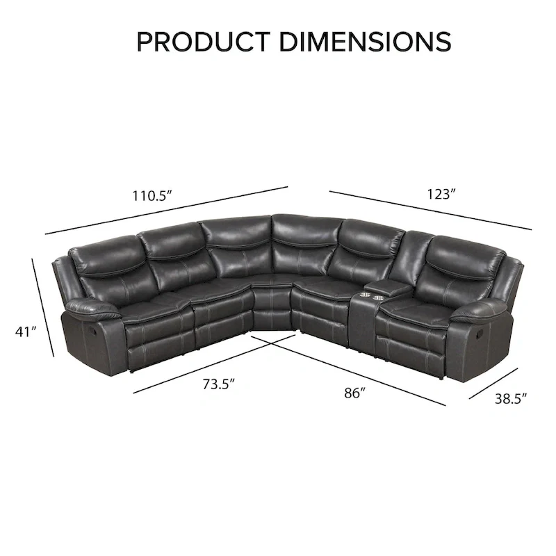 Transitional Faux Leather Reclining Sectional Sofa