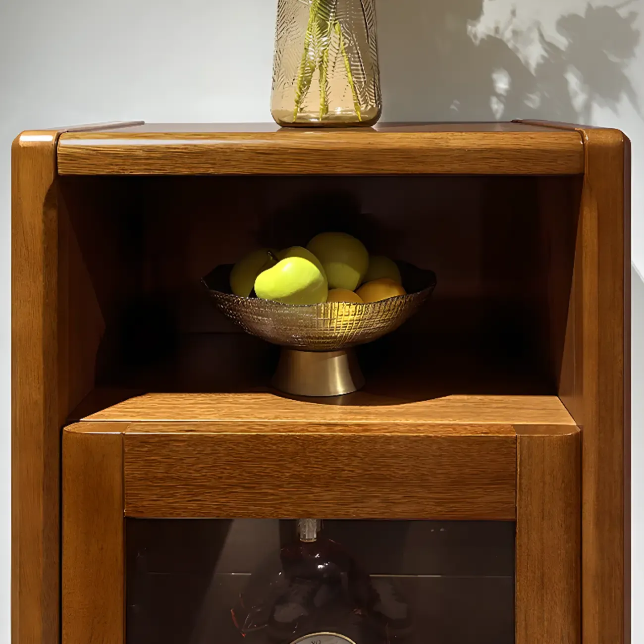 Modern Wood Wine Rack with Glass Holder Walnut