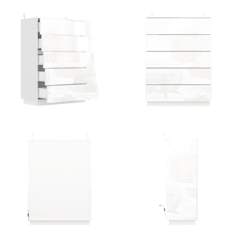 31.5 High Gloss Chest With Light Chest w/5 Drawers&Spacious Tabletop