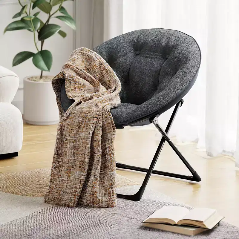 Faux Fur Saucer Chair, Folding Style, 1-Person