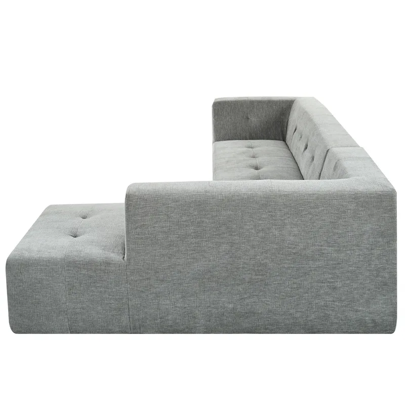 112.2 Chenille Modular L-Shaped Sofa Bed with Free Combination Design and No-Assembly Required