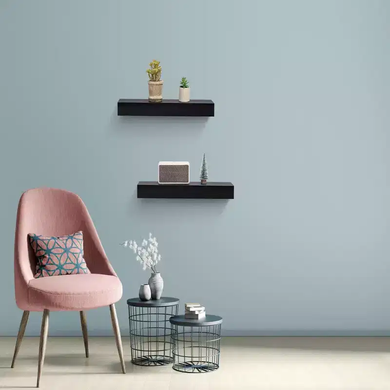 18.11 Black Floating Shelf C invisible-bracket wood wall mount, perfect bathroom/bedroom/kitchen dcor or book/plant display, easy install.